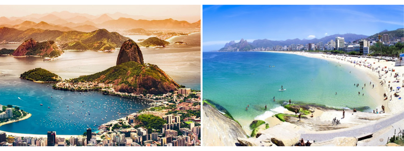 Núi Sugarloaf và bãi biển Copacabana.