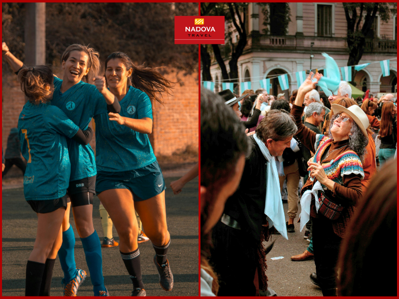 Người Argentina sống hết mình trong từng khoảnh khắc: họ nhảy tango với tất cả sự say mê, tụ họp bên những bữa asado ấm cúng, cùng nhau chuyền tay quả mate để sẻ chia, và cháy hết mình với bóng đá cuồng nhiệt.