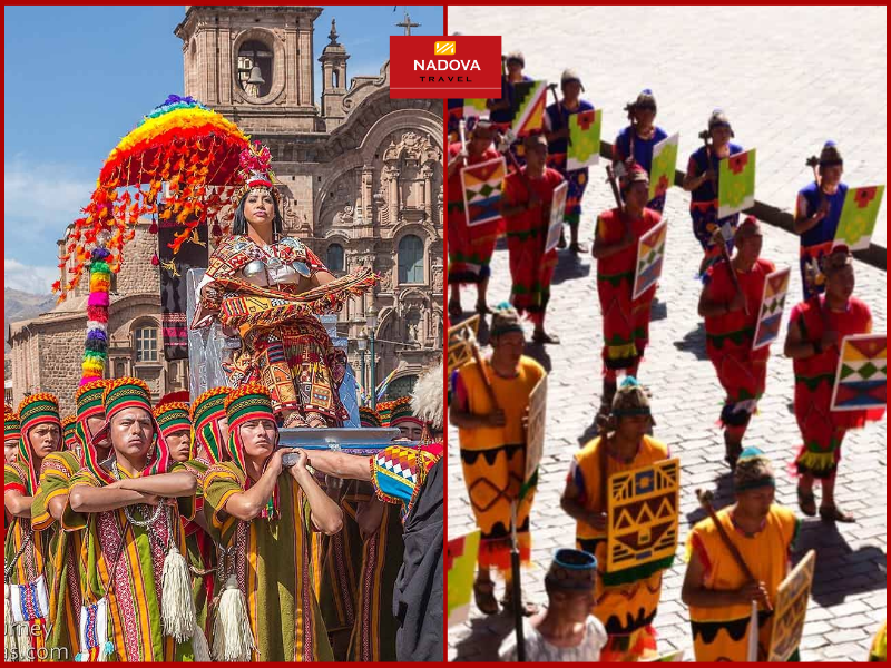 Đoàn diễu hành đi xuống quảng trường Plaza de Armas. Dẫn đầu đoàn diễu hành là Sapa Inca (vị hoàng đế Inca) và Hoàng hậu Mama Ocllo, trong trang phục truyền thống được làm thủ công cầu kỳ từ lông chim, vàng và vải dệt tay.