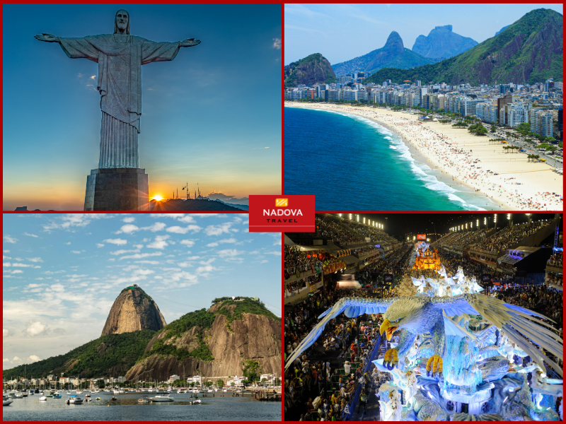 Các điểm đến và lễ hội nổi bật trong chuyến hành trình tới Rio: Tượng Chúa Cứu Thế, Bãi biển Copacabana & Ipanema, núi Sugarloaf, Lễ hội Carnaval Rio.
